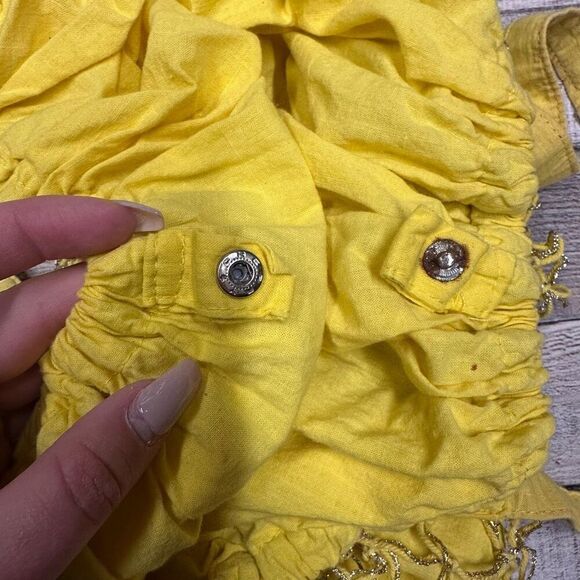 Vintage Jeffrey Lawrence for Lawrence Bentley Yellow Metallic Fishnet Hobo Bag - Picture 4 of 10